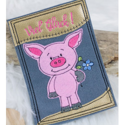 Stickdatei - Schwein mit Blume